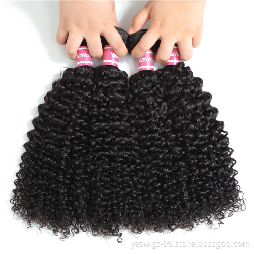 Yeswigs Human Weave Bundles Mongolian Virgin Kinky Curly Hair Extension Cuticle Aligned Mongolian Virgin Remy Afro Kinky Curly